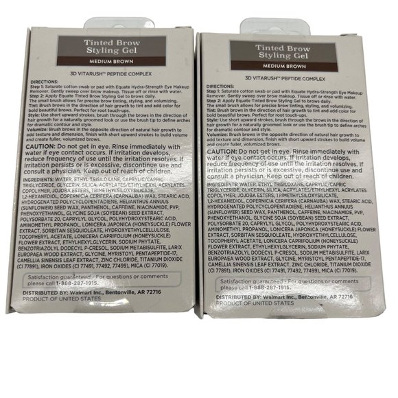 NEW Equate Tinted Brow Styling Gel Medium Brown Style Volumize Lot of 2 Boxes - Picture 2 of 5